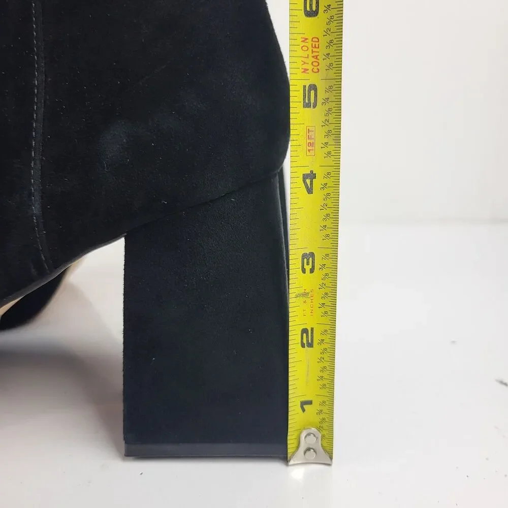 Dolce Vita Ankle Boots Womens Ulyses Black Suede Block Heel Zip Size 10